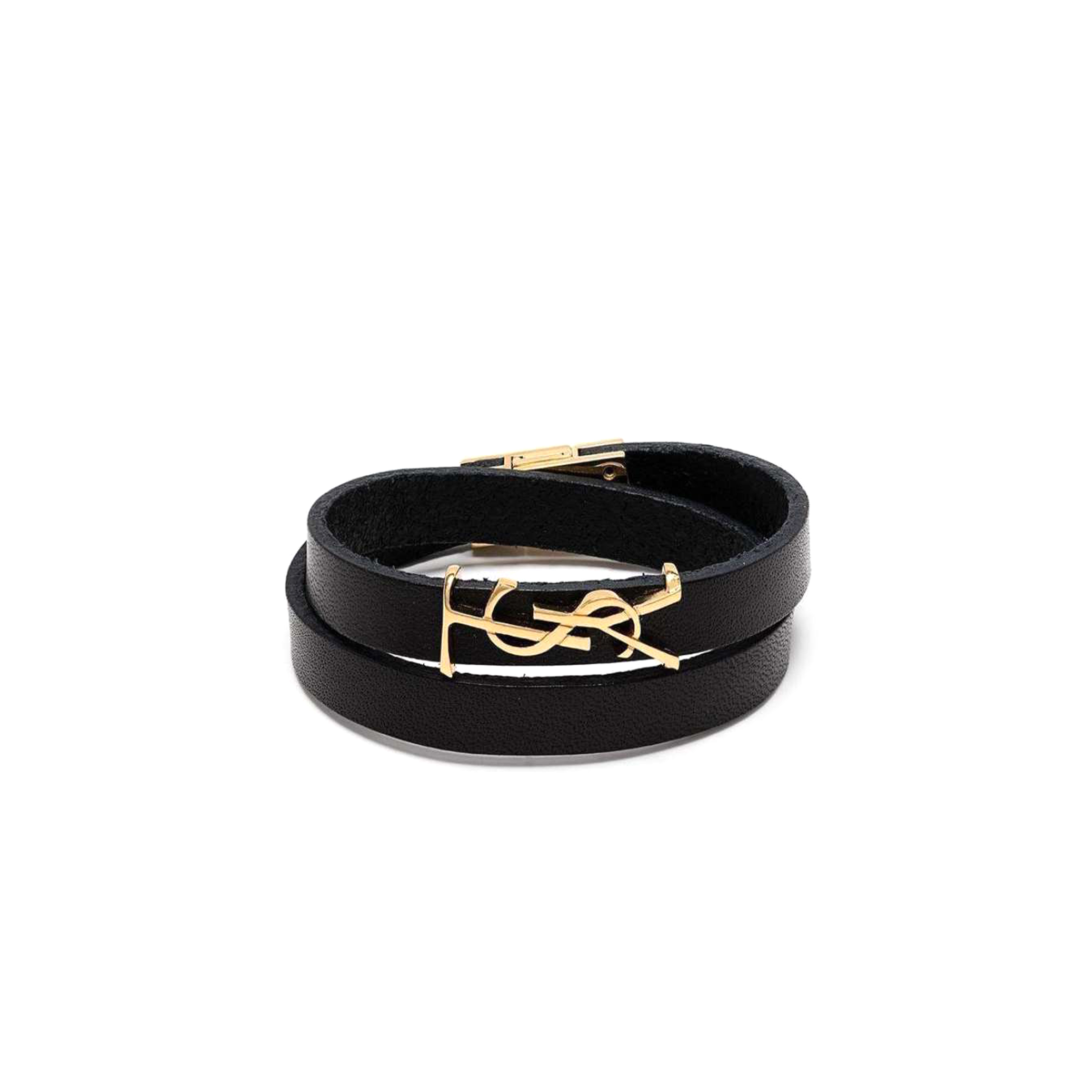 YSL LOGO CHARM LEATHER LOOP BRACELET ‎70879501H0J1000